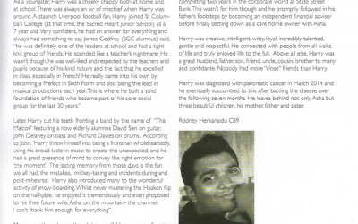 Obituary for Harry featured in “The Columban” magazine